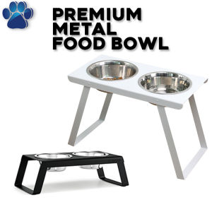 Premium Dog Food Bowl/Elevated Hi-Quality Metal Stand/Pet Food Feeder/Double Steel Bowl [SG Seller]