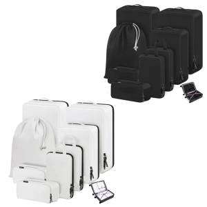 10pcs Expandable Compression Packing Cubes for Travel Handheld Organizers Bags for Efficient Clothes Storage Solution