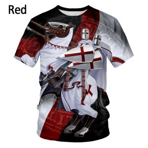 New Arrival Knight Templar Tshirts for Men Print 3D Divine Cross Pattern Mens T-Shirts Casual Personality Short Sleeved T Shirt