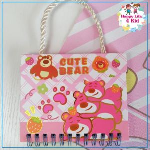Sổ tay ghi chép sổ tay mini sổ tay lò xo cute có quai xách gấu dâu Lotso dễ thương - Happy Life 4Kid
