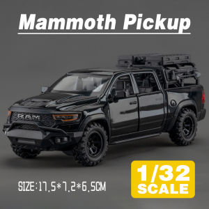 LEO 1:32 Dodge Ram Mammoth Pickup Diecast Alloy Car Model Gift for Boys Children Kids Toy Off-road Vehicle Sound and Light Metal Cars Toys