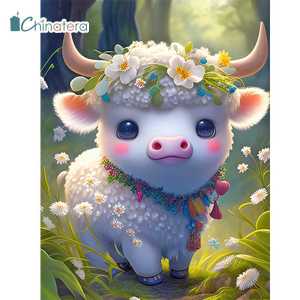 Chinatera Chinese Zodiac 5D Diamond Painting Set Full Round Drill DIY Rhinestone Mosaic Handcraft Canvas Painting for Home Decor 30x40cm