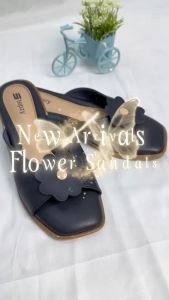Stepzy Womens Flower Sandals L26-716  Elegant Ladies Sandals  Comfortable Casual Slip-On Footwear  Maroon & Navy