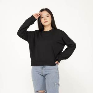 Sweater Crewneck Crop Oversize wanita IRF FASHION bahan babyterry premium