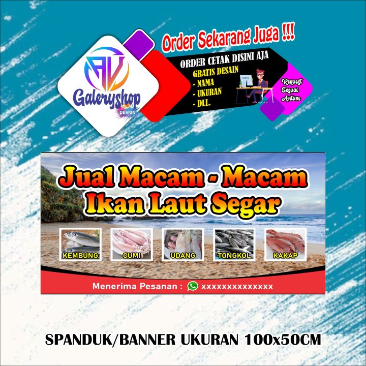 MMT, Spanduk, jualan ikan laun laut, ikan asin dll. ukuran 100x50 cm ...
