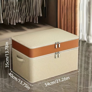 Foldable Double-Layer Storage Bag with Zipper Large Capacity Clothes Sheet Organizer Box Wardrobe Organizer Under-Bed Storage Box