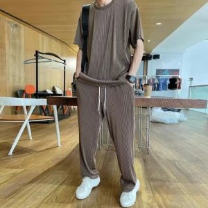 AE Casual suit ice silk sports mens summer thin short-sleeve T A set of quick-drying long pants and short-sleeved shirt