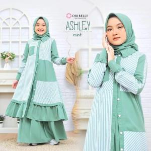 SENNA STORE ASHLEY KIDS Baju Gamis Anak Wanita Terbaru 2023 Ukuran 6 - 13 Tahun Lengan Panjang Bahan Manggo Crepe Mix Katun Salur Tebal Lembut Nyaman Saat Di Pakai Dan Tidak Gerah OOTD Fashion Hijab Style Simple Elegan Outfit Trendy Viral Kekinian
