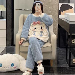 Bộ lông 2 mặt tai thỏ đính nơ hồng đáng yêu dáng rộng chất đẹp mịn cao cấp