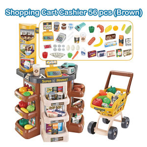 HOMIE Mini Supermarket Play Set Pretend shopping toy for kids with cashier and trolley