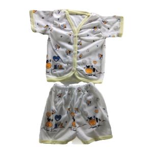 Baju Setelan Bayi Newborn Bordir Warna Full Print Lengan Pendek BIS