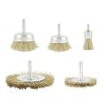 5 in 1 Steel Wire Brass Drill Bit Brush Sanding Wheel With Rod Rust Removal Electric Angle Grinder Wire Brush Set. 