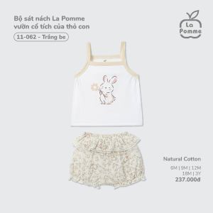 Bộ sát nách La Pomme vườn cổ tích của thỏ con - Sợi Natural Cotton thoáng mát – Bé gái - 6M - 3Y