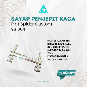 SAYAP PENJEPIT KACA TIANG PLAT RAILING TANGGA STAINLESS 304 CUSTOM
