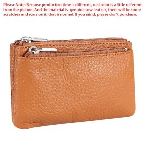 Royal Bagger Mini Leather Coin Purse with Keychain Multi Storage Bag for Women Minimalist Coin & Key Zip Wallet 1692