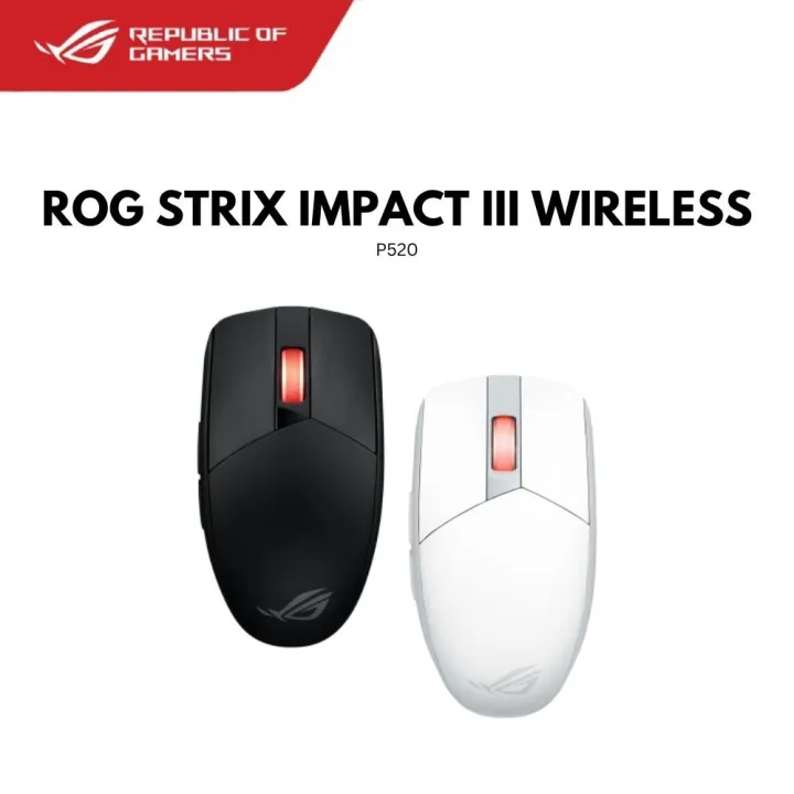 Asus ROG STRIX Impact III P520 WL Wireless Wired Gaming Mouse BLACK/WHITE 90MP03D0-BMUA00