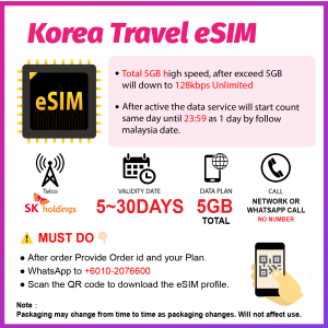 eSIM【KOREA】20/40MINS CALL 10/20/30GB 5-30Days Korea Unlimited Travel Prepaid eSIM 韩国上网卡