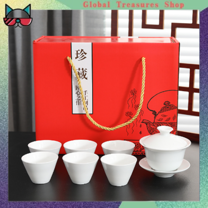 Chinese Gift Tea Set, 1 Pot, 6 Cups, Modern Style Gift Pack | Lazada PH