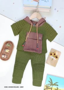 Setelan Anak Laki - Laki / Baju Bayi Laki- Laki Model Hoodie Lengan Pendek Celana Panjang Ada Kantong Motif Pocket Willy