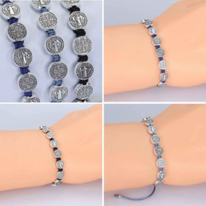 Saint Benedict Mary Bracelet Handmade Rosary Bracelets Adjustable Religious Hand Rope Prayer Gift for Women Men
