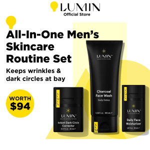 LUMIN | Burnout Buster Trio All-In-One Mens Detox With Charcoal Face Wash Hydrate With Moisturizer Reduce Dark Circle