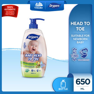 Drypers Baby Head to Toe 650ml - Oat / Fruit / Avocado / Shea Butter / Raspberry / Berry Grape - Tear Free & Baby Friendly Fragrance
