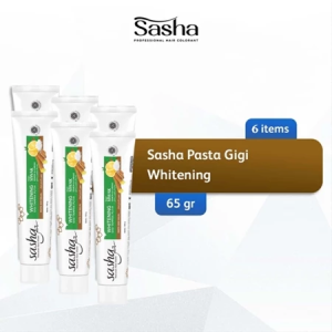 [PAKET 6PCS] SASHA Pasta Gigi Whitening Antibacterial Siwak Sirih Lemon & Garam - Pasta Gigi Halal