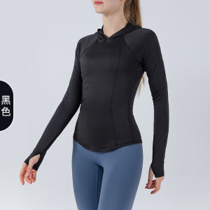 Lulu New Quick-Drying Sports Fitness Thin Top for Women Hooded Blouse Hoodie Jacket