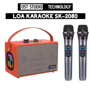 Loa Karaoke SK-2080 Tặng Kèm 2 Micro Không Dây Loa SK2080 Hát Karaoke Nghe Nhạc Bass Mạnh