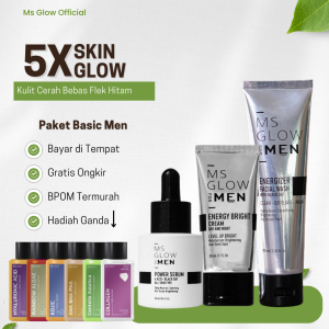 Ms Glow for Men Paket Basic original bpom / Pemutih Kulit Wajah Pria / Perawatan Kulit Wajah Pria / Facial Wash Cream Serum Pria / Paket Ms Glow For Men Isi 3 / Penghilang Jerawat / Menyamarkan Bekas Jerawat Dan Komedo / Mencegah Penuaan