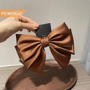 【PCWFKef】 Thanh lịch Bow Ribbon tóc Clip thời trang đơn giản rắn satin mùa xuân Clip tóc pin Retro Headband với clip cô gái Phụ kiện tóc
