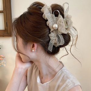 Gentle Lace Bow Mesh Claw 2026 New Large Shark Clip With A High-End Feel For Thick Hair Accessory2026