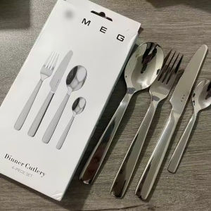 SMEG Polished Silver 4piece Tableware Western Food Knives Forks and Spoons Tableware Set High Quality Kitchen Utensils