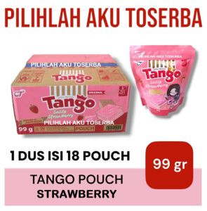 WAFER TANGO POUCH STRAWBERRY 100 gr - ( HARGA 1 DUS ISI 18 POUCH )