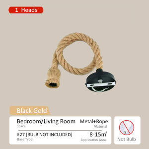 Chandelier Socket E27 100cm Rope Light Ceiling Pendant Lights Hemp Rope Lamp Holder Bar Hang Lights Drop Lamps