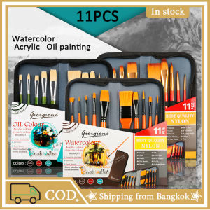 11pcs Imported nylon wool multifunctional brush paint watercolor oil painting acrylic brush with cloth bag(HP302)