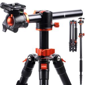 K&F Concept T255A4+BH-32L Aluminum Tripod Transverse Center Column / Tripod Kamera Super Kokoh