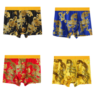 Mens Underwear Chinese Dragon Print Breathable High Stretch Waistband Boxer Briefs Shorts Underpants for Daily Wear