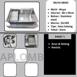 Kitchen sink Silver 68 x 45 cm komplit / wastafel cuci piring 6845 cm /Kitchen Sink Wastafel Silver 6845