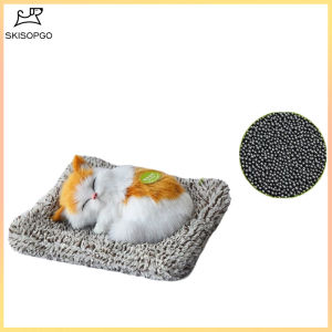 SKISOPGO Simulation Sleeping Cat Plush Toy With Sound And Bamboo Charcoal Car Air Purifier Kids Birthday Gift Patung Kucing Comel