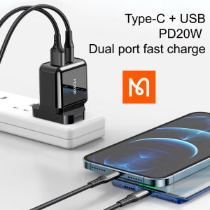 MCDODO PD 20W Dual Port Fast Charger Wall Charging Plug Support PD 3.0 PPS QC3.0 Wall Mount Samsung Xiaomi Apple Iphone Ipad Huawei Oppo Ultra Fast Charging Type C Lighting Micro USB