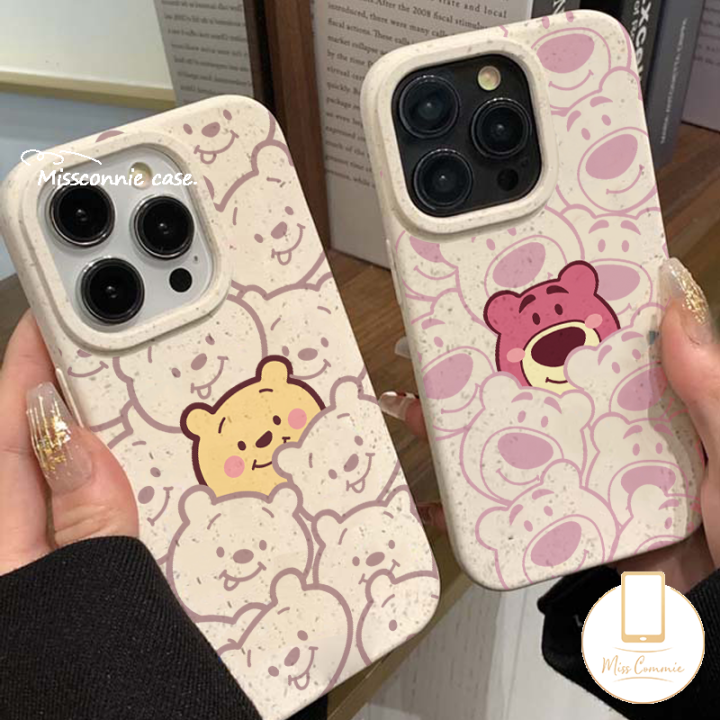 MissConnie Cartoon Strawberry Bear Lotso Cute Winnie The Pooh Couples Phone  Case Compatible For iPhone 15 13 11 14 12 Pro Max X 7plus XR 15 6S