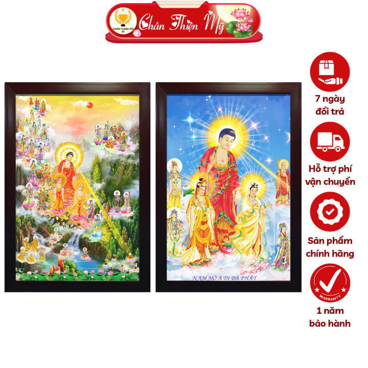 Tranh Tây Phương Cực Lạc Có Đèn CHÂN THIỆN MỸ, Treo Tường Trang Trí Bàn ...