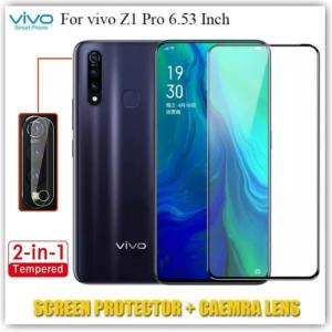 Paket 2in1 Full Tempered Glass Vivo Y17S Y27S NFC Z1 PRO Free Anti Gores Camera Vivo Z 1 PRO 2019