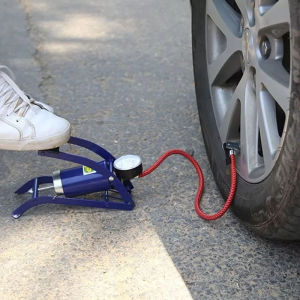 HEXMA สูบลมจักรยานยนต์ ลูกบอล สูบลมแบบเท้าเหยียบ พกพาสะดวก ที่เติมลมจักรยาน แข็งแรงทนทาน แรงดันแรง