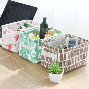 {BOS} keranjang mini desktop multi fungsi organizer storage box bahan katun