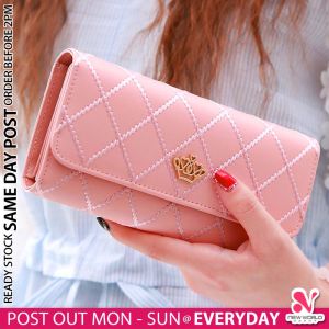 《 𝗟𝗔𝗥𝗚𝗘 𝗖𝗔𝗣𝗔𝗖𝗜𝗧𝗬 》Korean Style Multifunctional PU Leather Women Long Wallet Trifold Card Purse Dompet Panjang Wanita 钱包