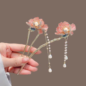 YINGRAN2 Tua Hanfu tóc đũa headpieces U hình dạng ngọc trai hoa tóc ngã ba kẹp tóc phụ kiện tóc phong cách Trung Quốc tóc dính Đảng
