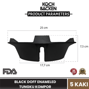 KOCH&BACKEN Black Doff Enameled Tungku Kompor Gas Universal Tatakan Dudukan Besi Anti Angin 4 Tungku 5 Tungku 6 Tungku