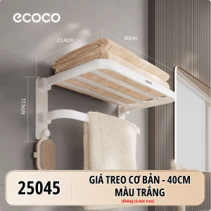 Giàn treo khăn quần áo ECOCO nhôm tĩnh điện gấp đôi 90 độ thế hệ mới Giá treo đồ nhà tắm kèm móc ray di động cao cấp